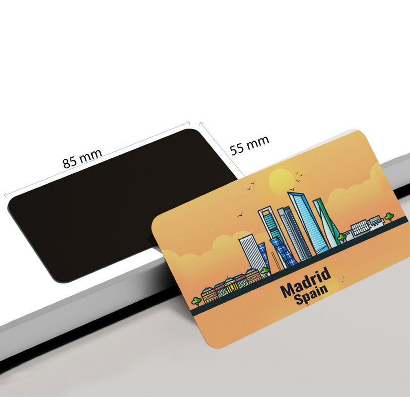 dhcrafts Rectangular Rubber Fridge Magnet / Magnetic Card Orange Spain Madrid Design Pack of 1 (8.6cm x 5.4cm)